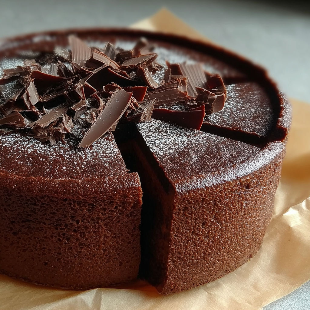 Un gâteau chocolat sans four, avec une couche de chocolat et des fruits rouges.