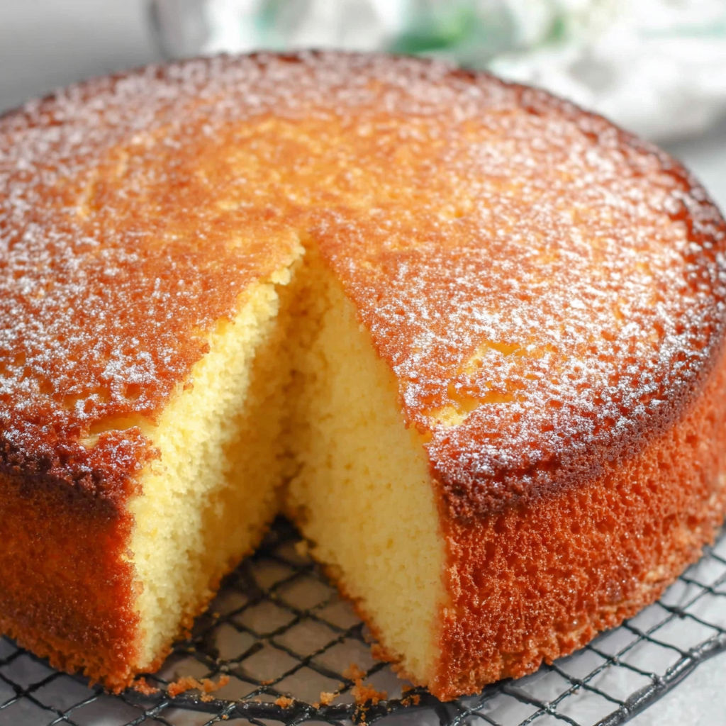 Une tarte aux fruits, avec une couche de crème et une couche de sucre, est servie sur un plateau.
