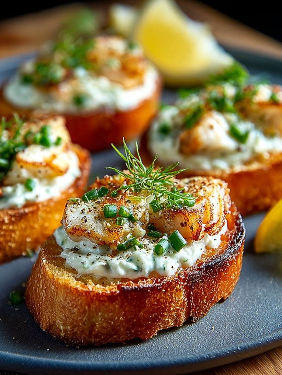 Une recette de crustacés grillés sur des tranches de pain grillé.