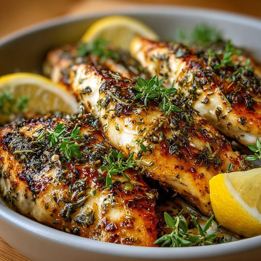 Poisson grillé citron thym et herbes, une recette savoureuse et délicieuse.