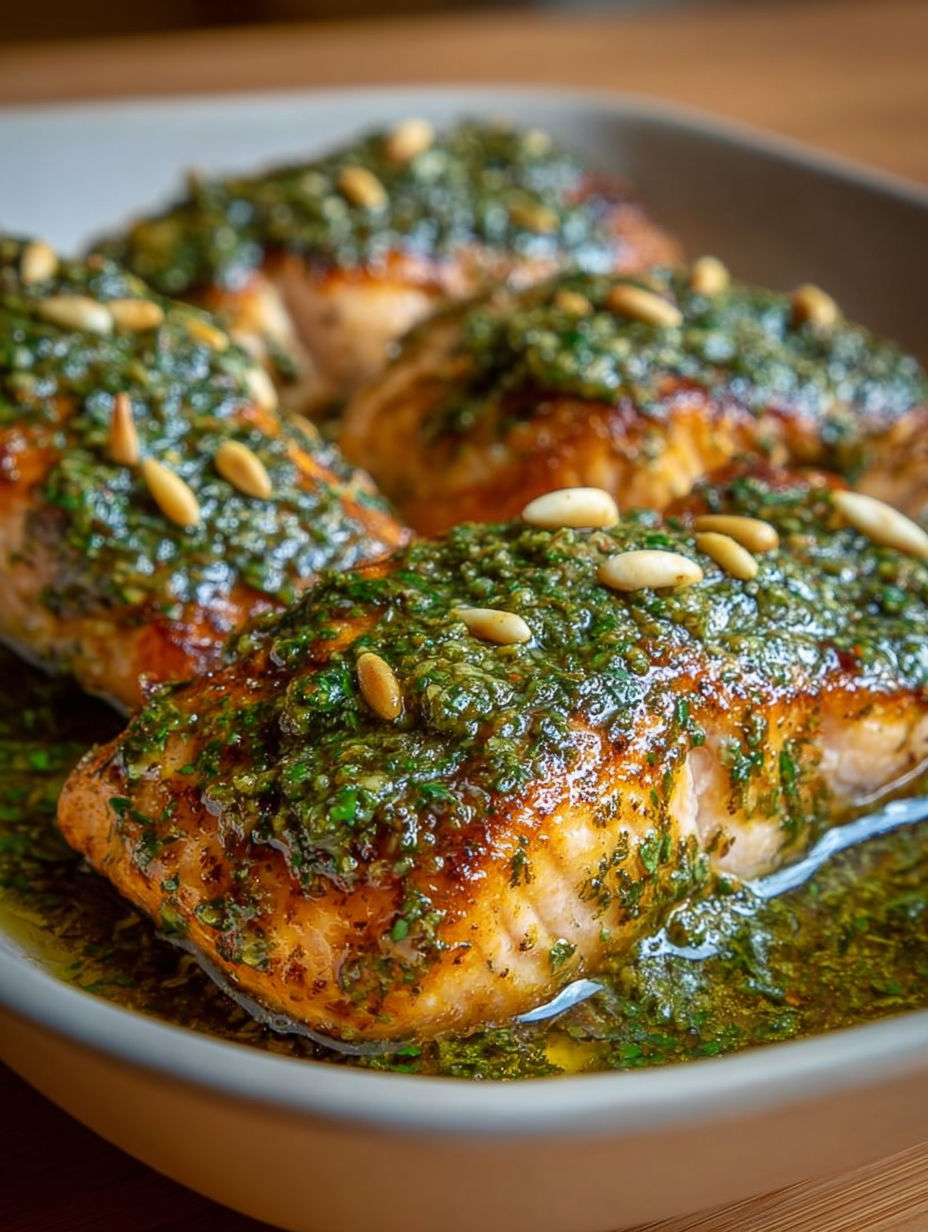 Poulet grillé avec une sauce au pesto et des noix de cajou