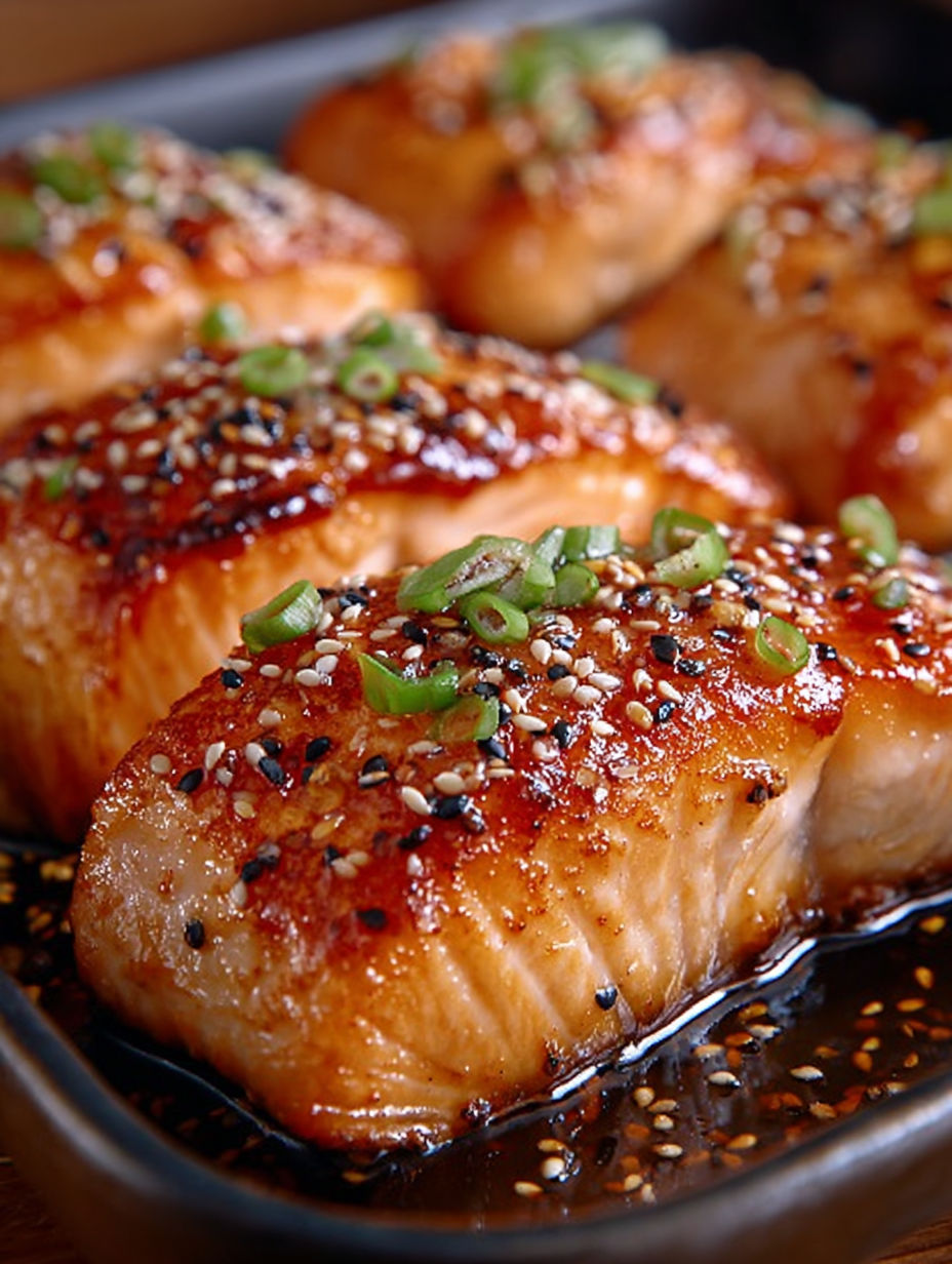 Salmon grillé avec une sauce de soja et de sesame