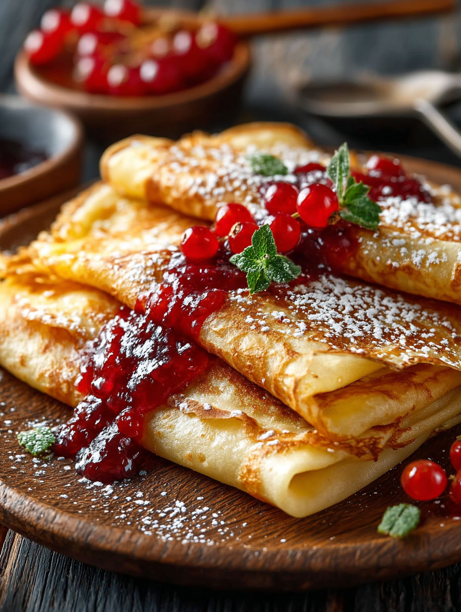 Une tarte aux cerises garnie de cranberries et de sucre.