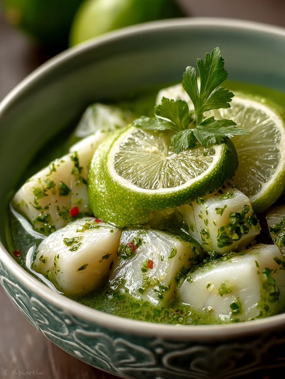 Une salade de concombre et de crevettes dans un bol.