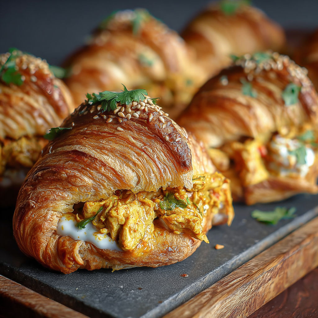 Une recette de sandwichs au croissant et au poulet.