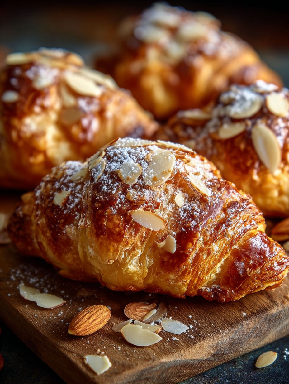 Une pile de mini-croissants aux amandes, prêts à être mangés.