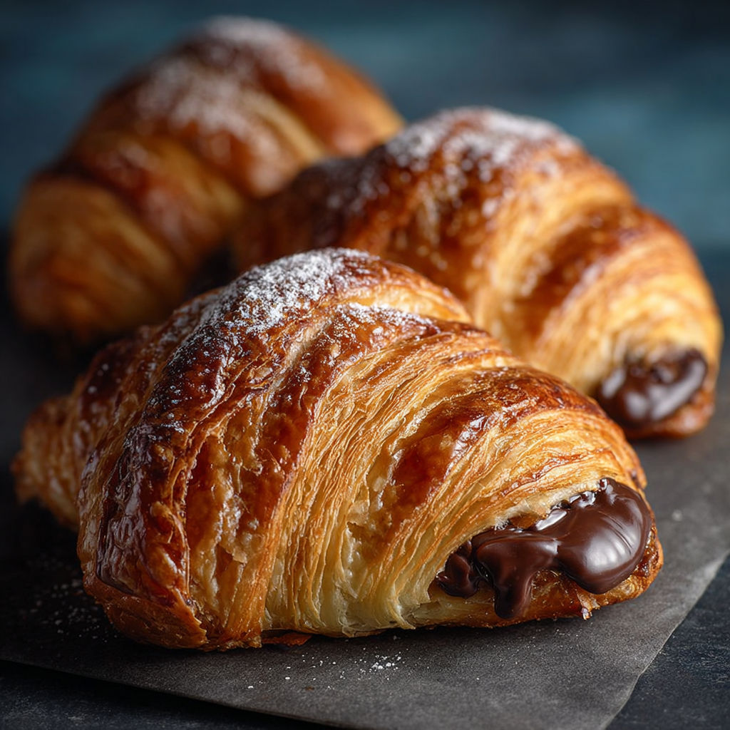 Les mini croissants au chocolat sont prêts à être mangés.