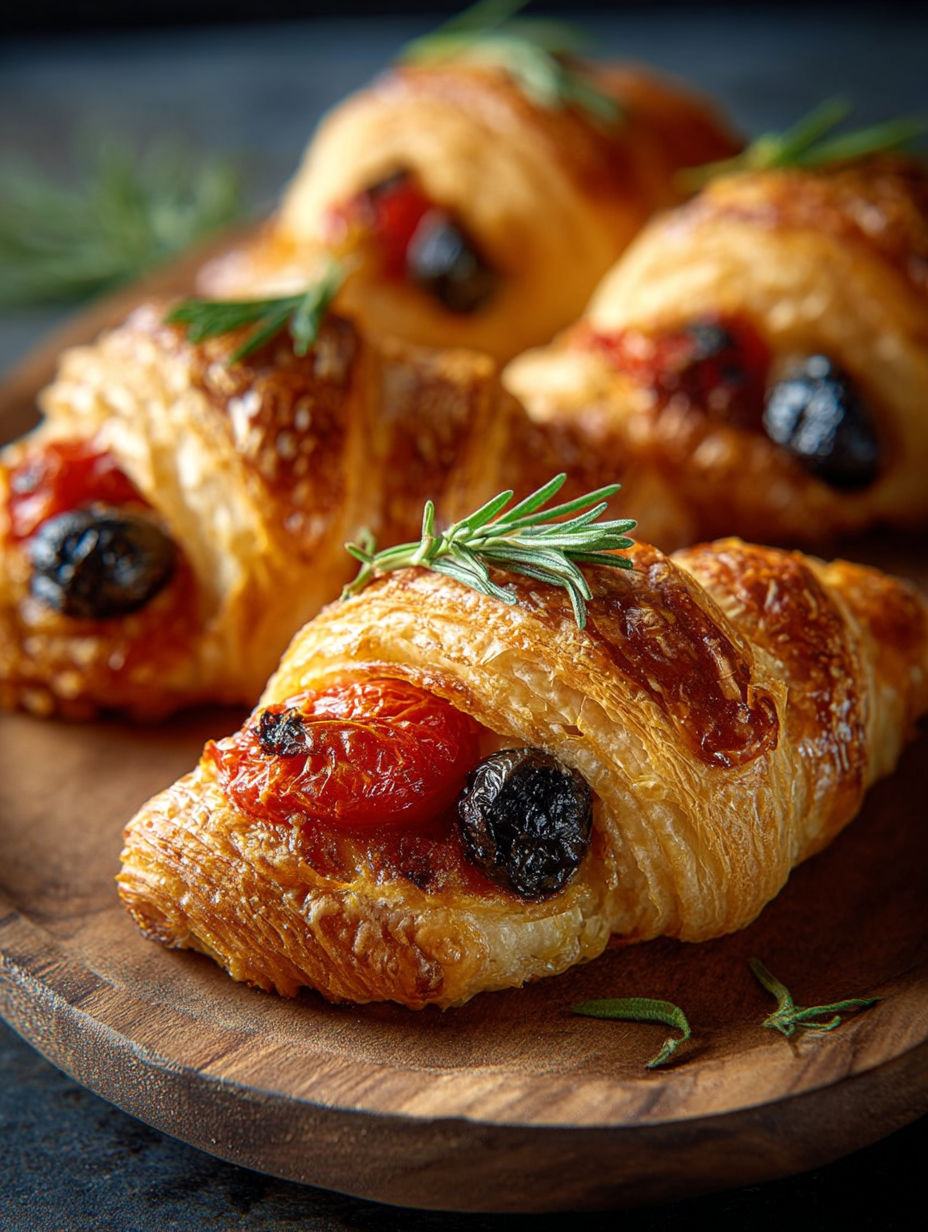 Une tasse de croissants aux fruits rouges et noirs, garnis de herbes fraîches.