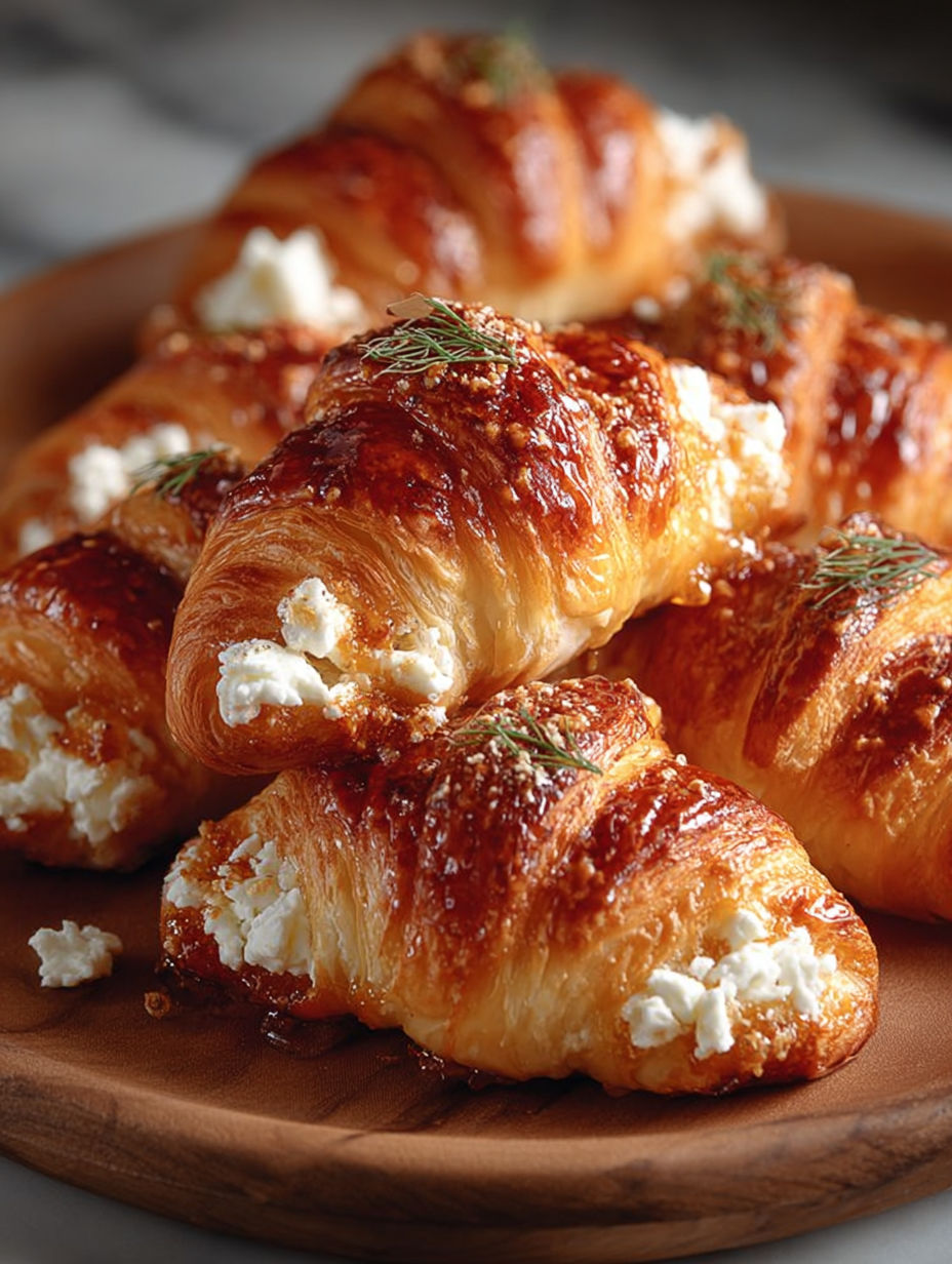 Une pile de croissants au fromage blanc et herbes.