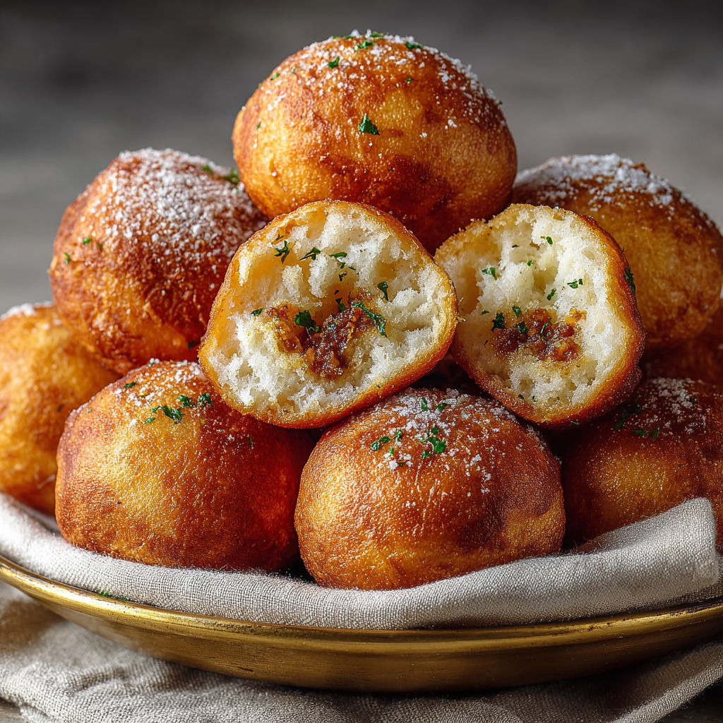 Une pile de beignets salés moelleux faciles sur un plateau d'argent.
