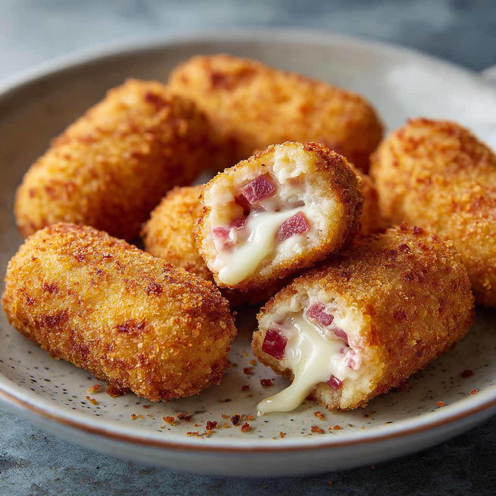 Une plate de croquetas espagnoles jambon-fromage.