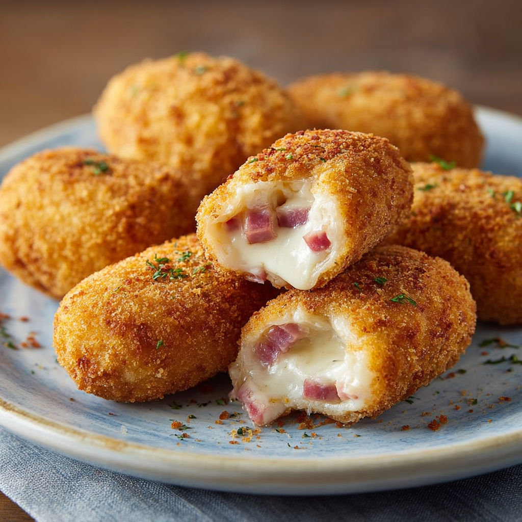 Croquetas dorées et croustillantes prêtes à être dégustées.