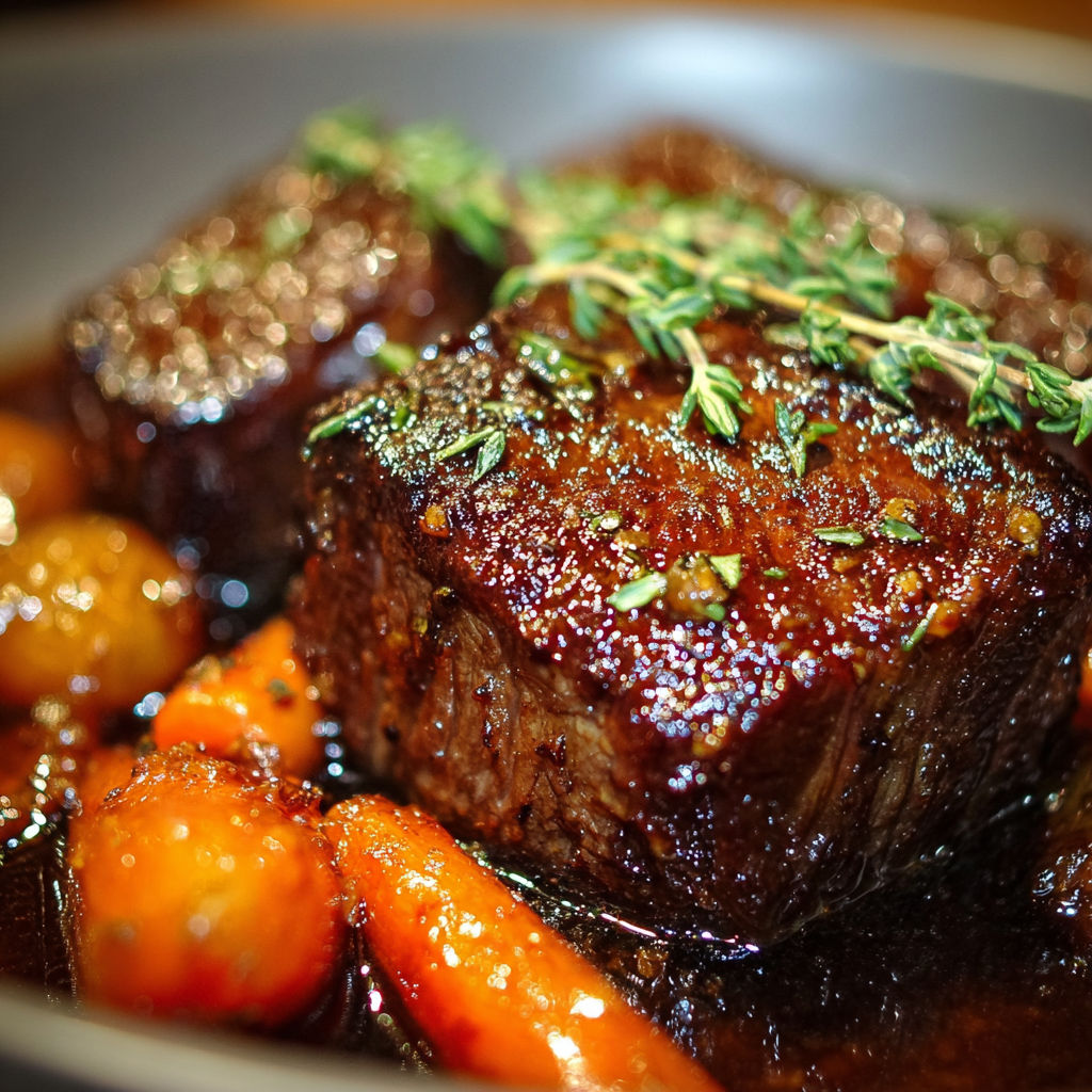 Joues de bœuf au miel et thym, une recette savoureuse et délicieuse.