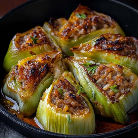 Poireaux Farcis au Bœuf Riz