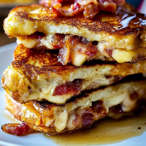 Gourmand pain perdu bacon fromage