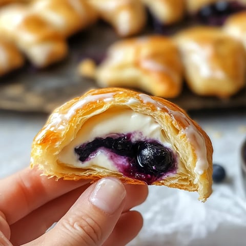 Croissants fourrés à la myrtille et fromage fondu