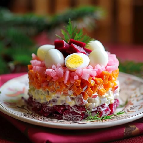 Superposition de salade festive
