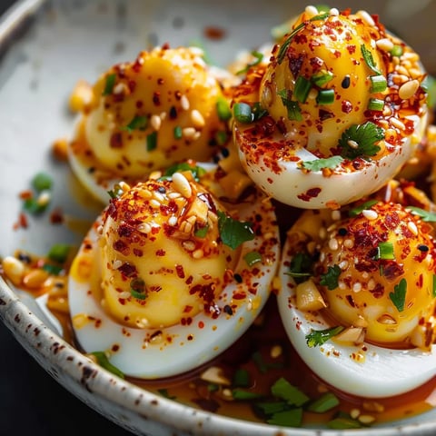 Dégustez des œufs aux épices et ail fraîchement préparés