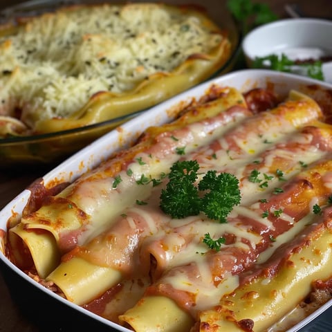 Boeuf et mozzarella dans des cannellonis