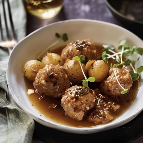 Pattes porc et boulettes en sauce