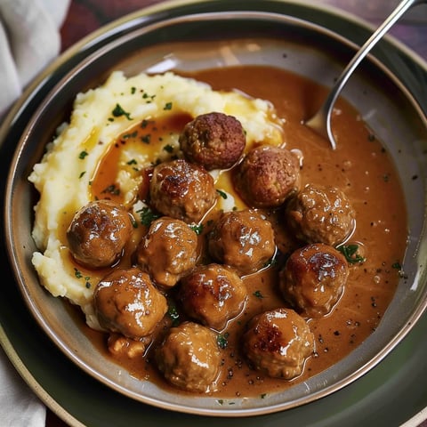Délicieuses boulettes brunes en sauce