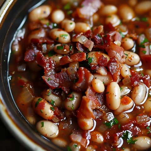 Lardons fèves mijotés tendres