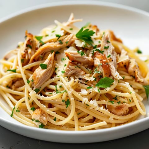 Plat de poulet rôti et spaghettis