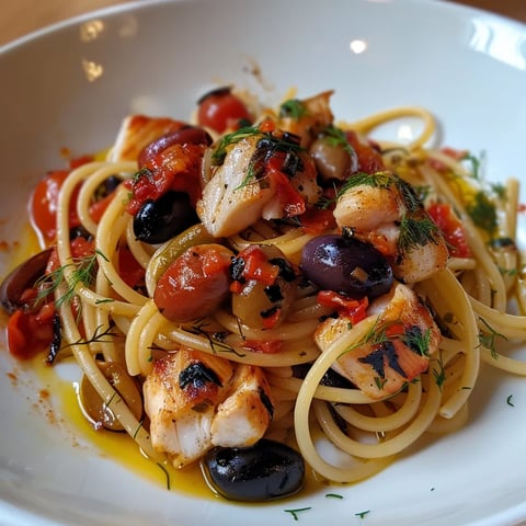 Plat de spaghettis au poisson et aneth