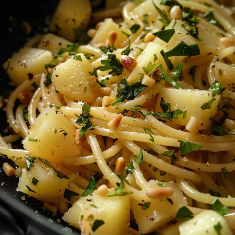 Un plat de spaghettis au pistou maison