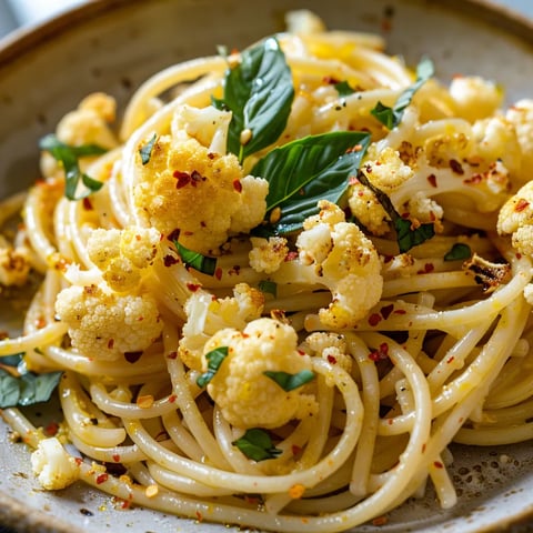 Chou-fleur sauté ail spaghettis