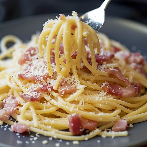 Assiette de carbonara crémeuse