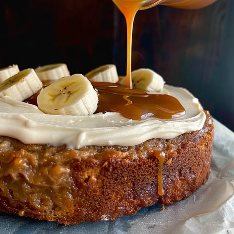 Délicieux gâteau à la banane et caramel salé