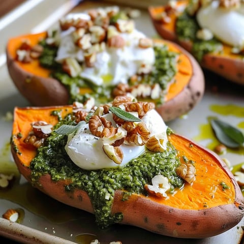 Parfumées patates douces pesto