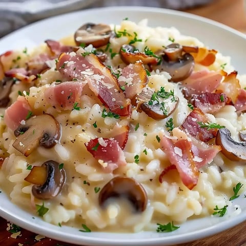 Lardons et champignons risotto