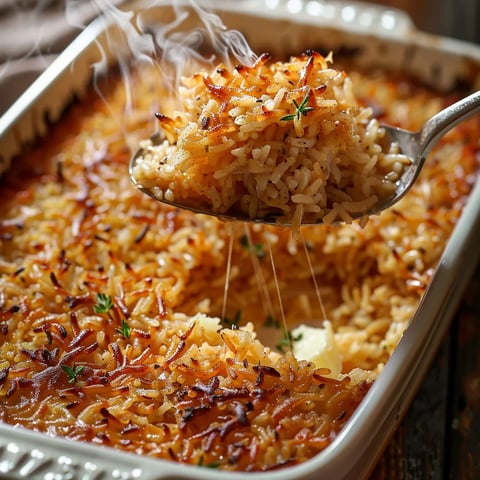 Riz beurre crémeux avec oignons