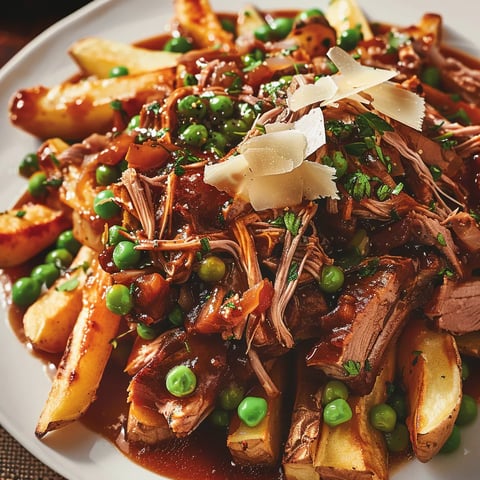 Généreuse poutine au porc braisé