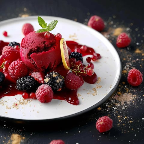 Dessert glacé fruits rouges