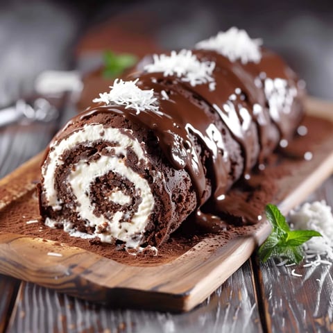 Délicieuse bûche chocolatée avec coco