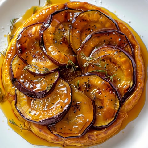 Aubergines caramélisées miel