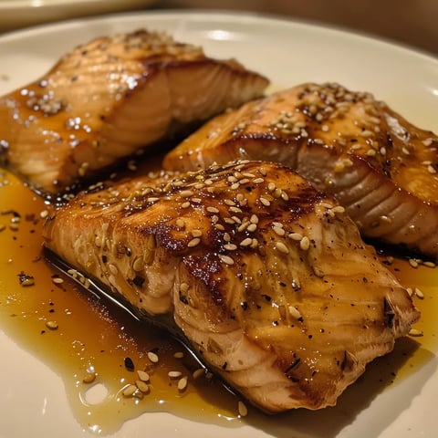 Filets de saumon marinés nappés de sauce maison