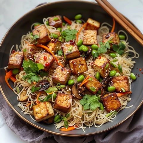 Nouilles vermicelles savoureuses poêlées