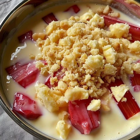 Crumble crémeux rhubarbe vanille