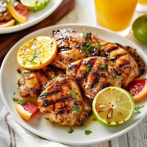Délicieux poulet grillé avec agrumes