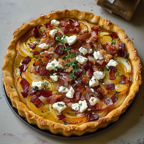 Chèvre miel lardons oignons tarte