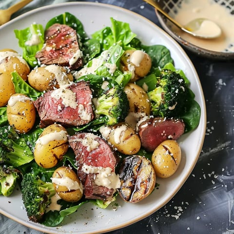 Salade de brocoli et boeuf grillé