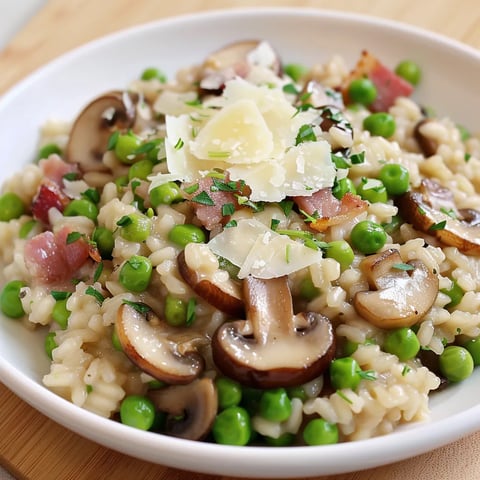 Risotto petits pois champignons