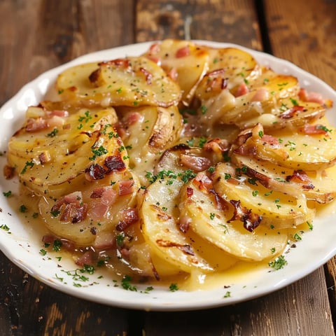 Plat généreux de truffade au fromage