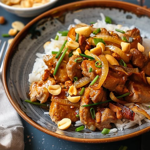 Plat de porc tendre avec cacahuète