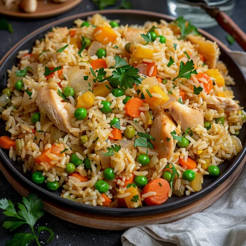 Plat de pilaf au poulet
