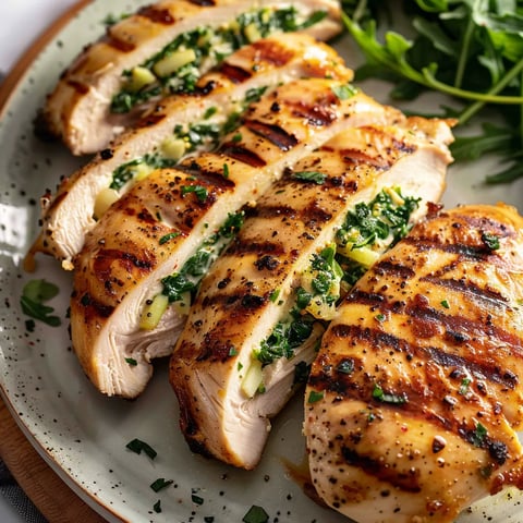 Poulet garni de roquette